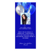 Geburtstagsmenü königsblaue Ballons Spaß Fakten Werbekarte (Vorne)