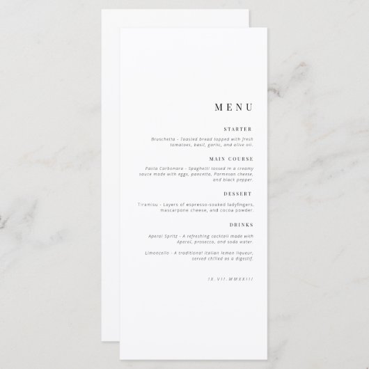 Geburtstagsmenü | Menü Feiern | Menükarte (Vorne/Hinten)