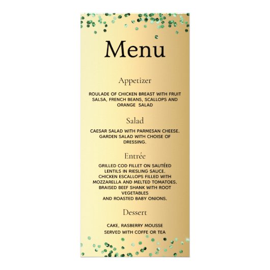 Geburtstagsmenü Werbekarte (Hinten)