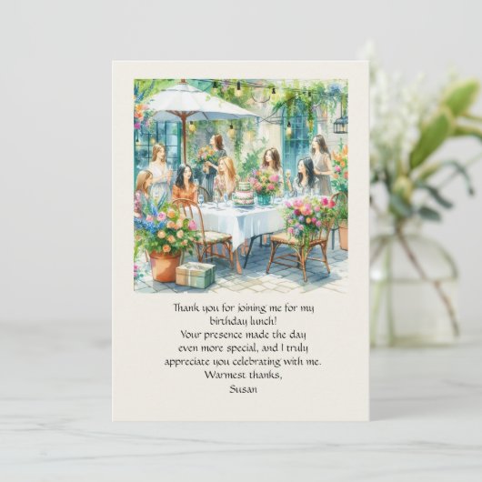 Geburtstagsmittagsessen Flat Danke Karte (Stehend Vorderseite)