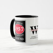 Geburtstagsmonogramm Jahr hinzufügen und schwarz R Tasse (Vorderseite Links)