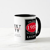 Geburtstagsmonogramm Jahr hinzufügen und schwarz R Tasse (VorderseiteRechts)