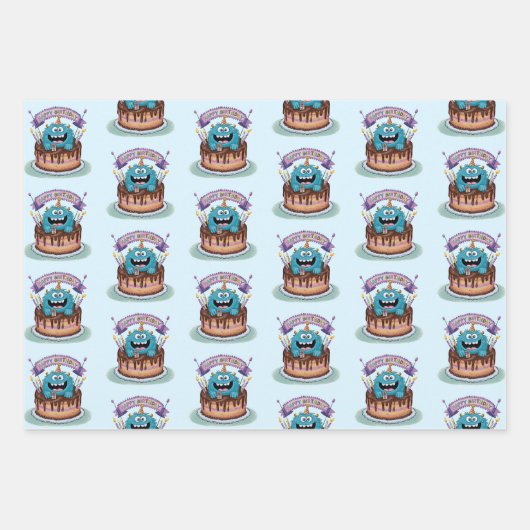 Geburtstagsmonster Geschenkpapier Set (Vorderseite)