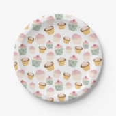 Geburtstagsmuster für Cupcakes Pappteller (Vorderseite)
