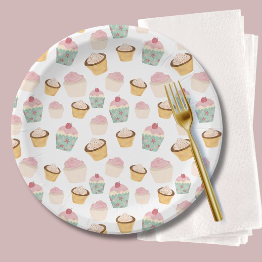 Geburtstagsmuster für Cupcakes Pappteller
