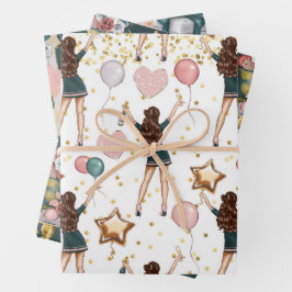 Geburtstagsmuster geschenkpapier set