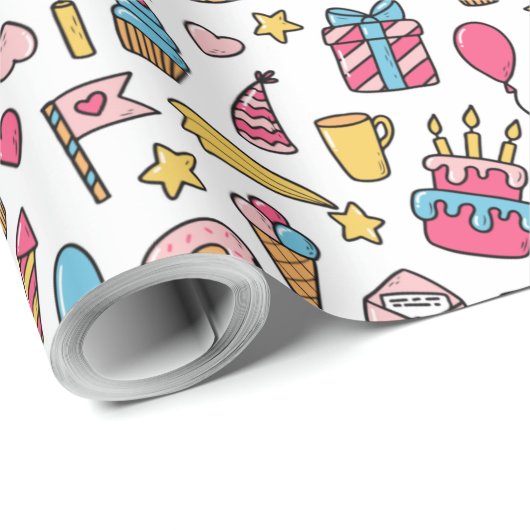 Geburtstagsmusterpapier Geschenkpapier (Rolleneckpunkt)