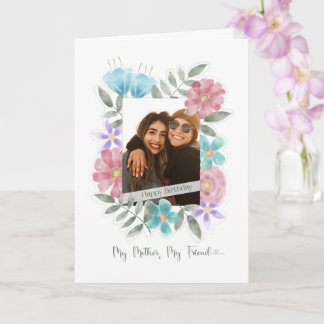 Geburtstagsmutter Custom Foto Wasserfarbe Blume Karte