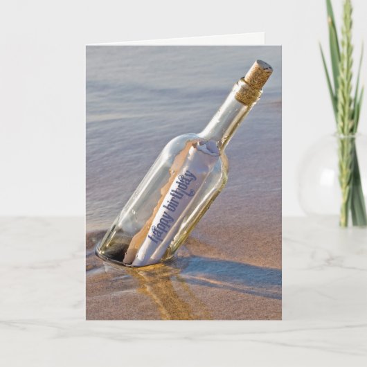 Geburtstagsnachricht in Flasche Karte (Vorderseite)
