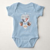 Geburtstagsname Alter Foto Collage Baby Boy Blau Baby Strampler (Vorderseite)