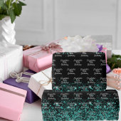 Geburtstagsname aquamariner grüner Glitzer Staubna Geschenkpapier