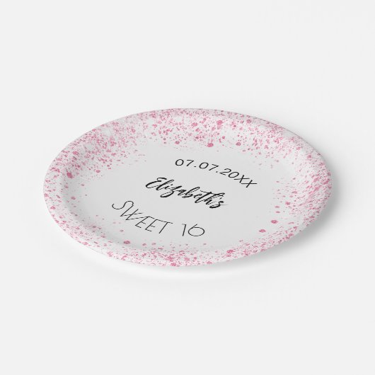 Geburtstagsname des Glitzer Pappteller (Schrägansicht)