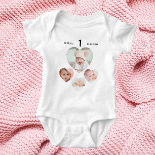 Geburtstagsname Foto Collage Baby Strampler