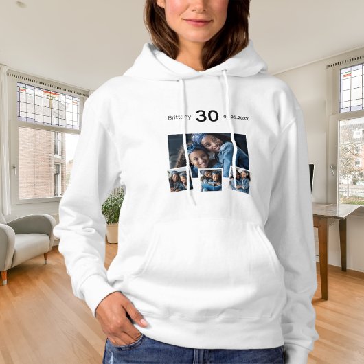 Geburtstagsname Foto Collage blau Hoodie