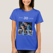 Geburtstagsname Foto Collage blau T-Shirt (Vorderseite)