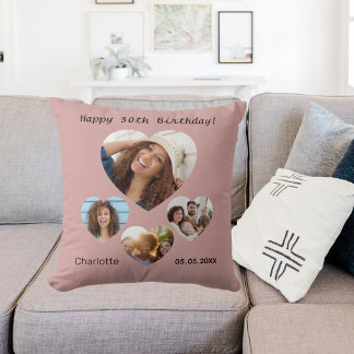 Geburtstagsname Foto Herzklopfen staubige Rose Kissen