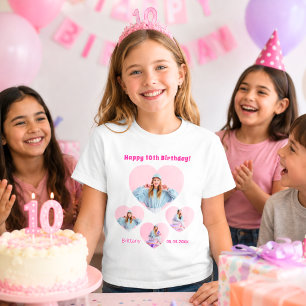 Geburtstagsname Foto Herzkloppchen T-Shirt