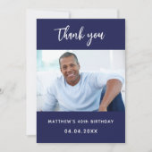 Geburtstagsnavy Blue Foto Dankeschön Karte (Vorderseite)