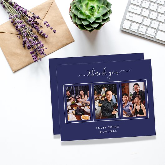 Geburtstagsnavy Blue Foto Dankeschön Karte