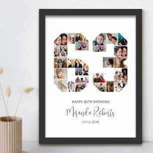 Geburtstagsnummer 63 Custom Foto Collage Poster