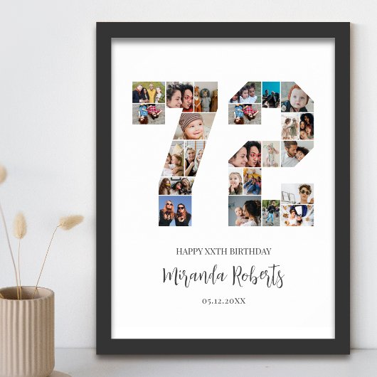 Geburtstagsnummer 72 Custom Foto Collage Poster
