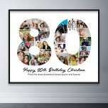 Geburtstagsnummer 80 Fotocollage Jubiläum Poster<br><div class="desc">Mark 80 Jahre wunderbare Erinnerungen und Abenteuer mit dieser faszinierenden 80. Geburtstagsnummer Foto Collage. Diese anpassbare Vorlage ist die perfekte Mischung aus Kreativität und Stimmung, die es Ihnen ermöglicht, ein wahrhaft unvergessliches Geschenk für den besonderen Tag Ihrer Lieben zu schaffen. Mit unserem sorgfältig gestalteten 80-Foto-Collage-Template können Sie das Wesentliche von...</div>