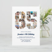 Geburtstagsnummer 85 Custom Foto Collage Einladung (Stehend Vorderseite)