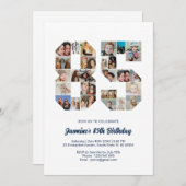Geburtstagsnummer 85 Custom Foto Collage Einladung (Vorne/Hinten)