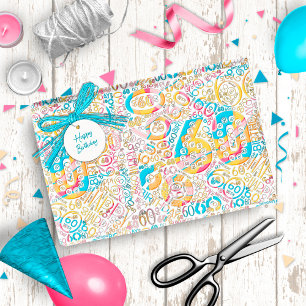 Geburtstagsnummer Word Cloud Sixty B ID270 Geschenkpapier