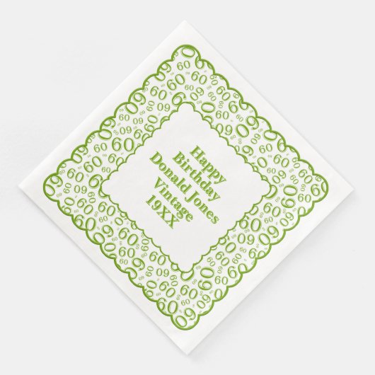 Geburtstagsnummernskala grün/weiß serviette (Ecke)