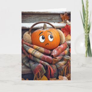Geburtstagsorange Kürbis in einem kuscheligen Scha Karte