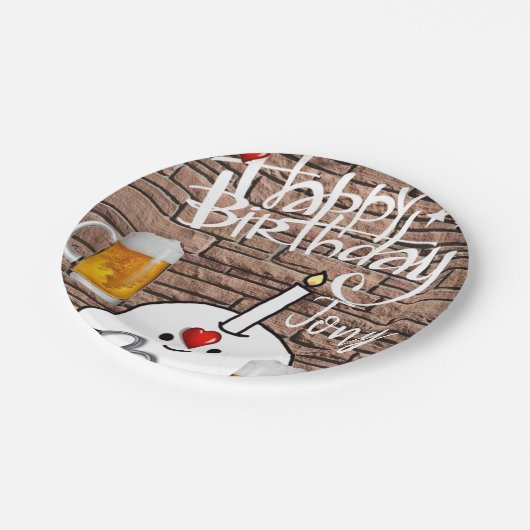 Geburtstagspapier-Teller, Bier Pappteller (Schrägansicht)