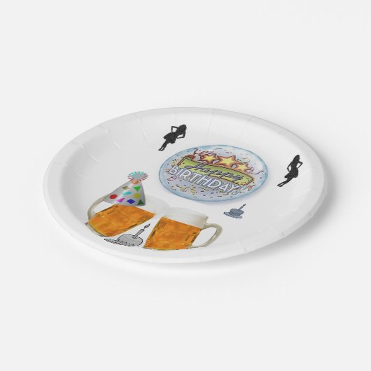 Geburtstagspapier-Teller, Bier Pappteller (Schrägansicht)