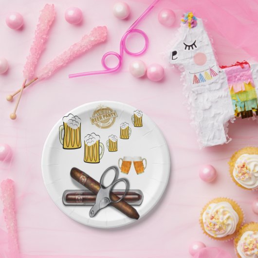 Geburtstagspapier-Teller, Bier Pappteller (Party)