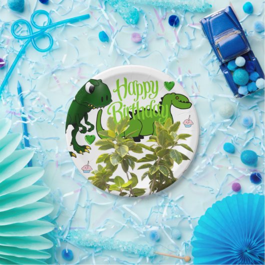 Geburtstagspapier-Teller, Dinosaurier Pappteller (Party)