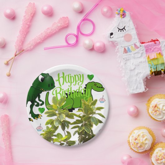 Geburtstagspapier-Teller, Dinosaurier Pappteller (Party)