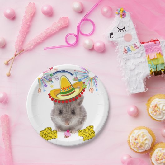 Geburtstagspapier-Teller, Mäuse Pappteller (Party)