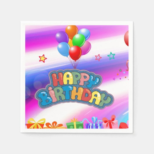 Geburtstagspapier-Teller-Quadrat-Aufkleber Serviette (Vorderseite)