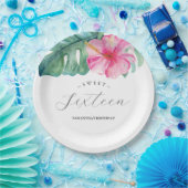 Geburtstagspapier Teller Sweet 16 Tropical (Party)