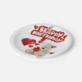 Geburtstagspapier-Teller, Weißteddybär Pappteller (Schrägansicht)