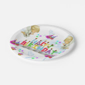 Geburtstagspapier-Teller, Zwillingssanken Pappteller (Schrägansicht)