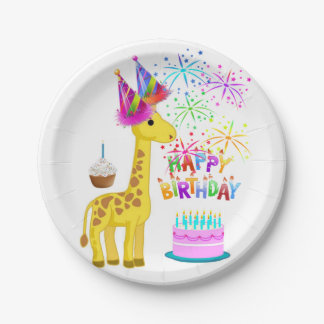 Geburtstagspapiereplatten, Giraffe Pappteller