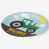 Geburtstagspapierplatte des Bauerntraktors Pappteller (Schrägansicht)