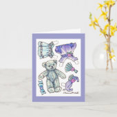 Geburtstagspapierpuppe Teddy Karte (Gelbe Blume)