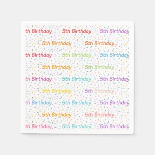 Geburtstagspapierservietten 5. Geburtstag, Fünfte  Serviette (Vorderseite)
