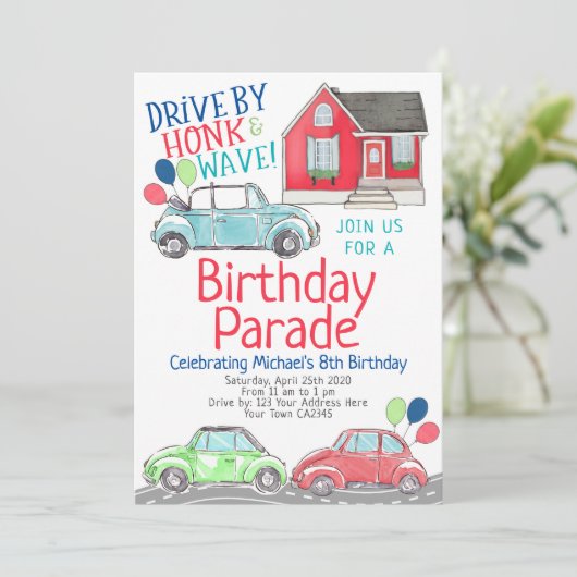 Geburtstagsparade Einladung (Stehend Vorderseite)