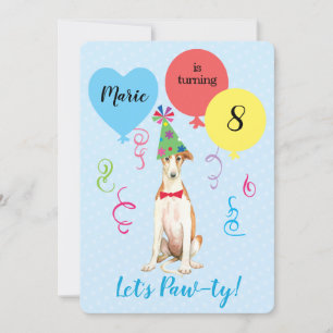 Geburtstagsparballons Borzoi Einladung