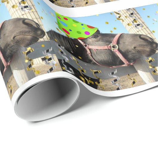 Geburtstagsparferd Geschenkpapier (Rolleneckpunkt)