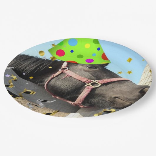 Geburtstagsparferd Pappteller (Schrägansicht)