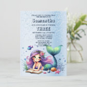 Geburtstagspartei Aquarell Meerjungfrau Meerjungfr Einladung (Stehend Vorderseite)